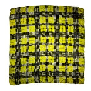 Vintage 1950s 1960s Kreier Switzerland Silk Scarf Chartreuse Black Plaid 27"